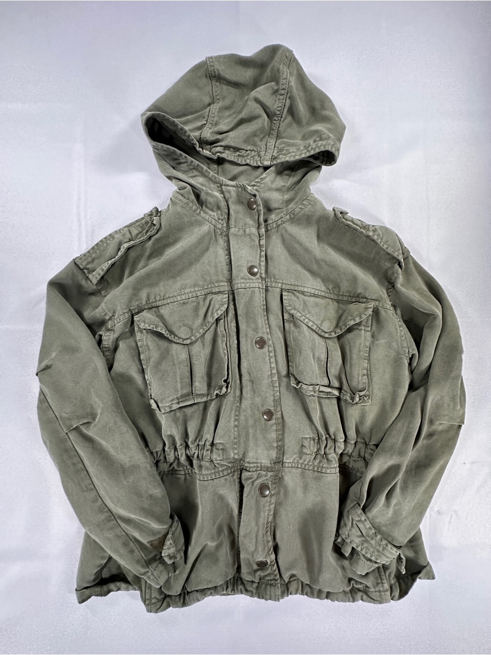 American Eagle Olive Hooded Utility Jacket XS